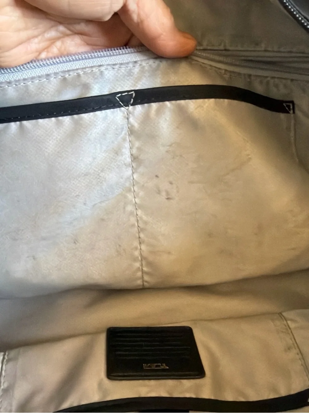 Tumi Black Duffel Bag with Gold Hardware